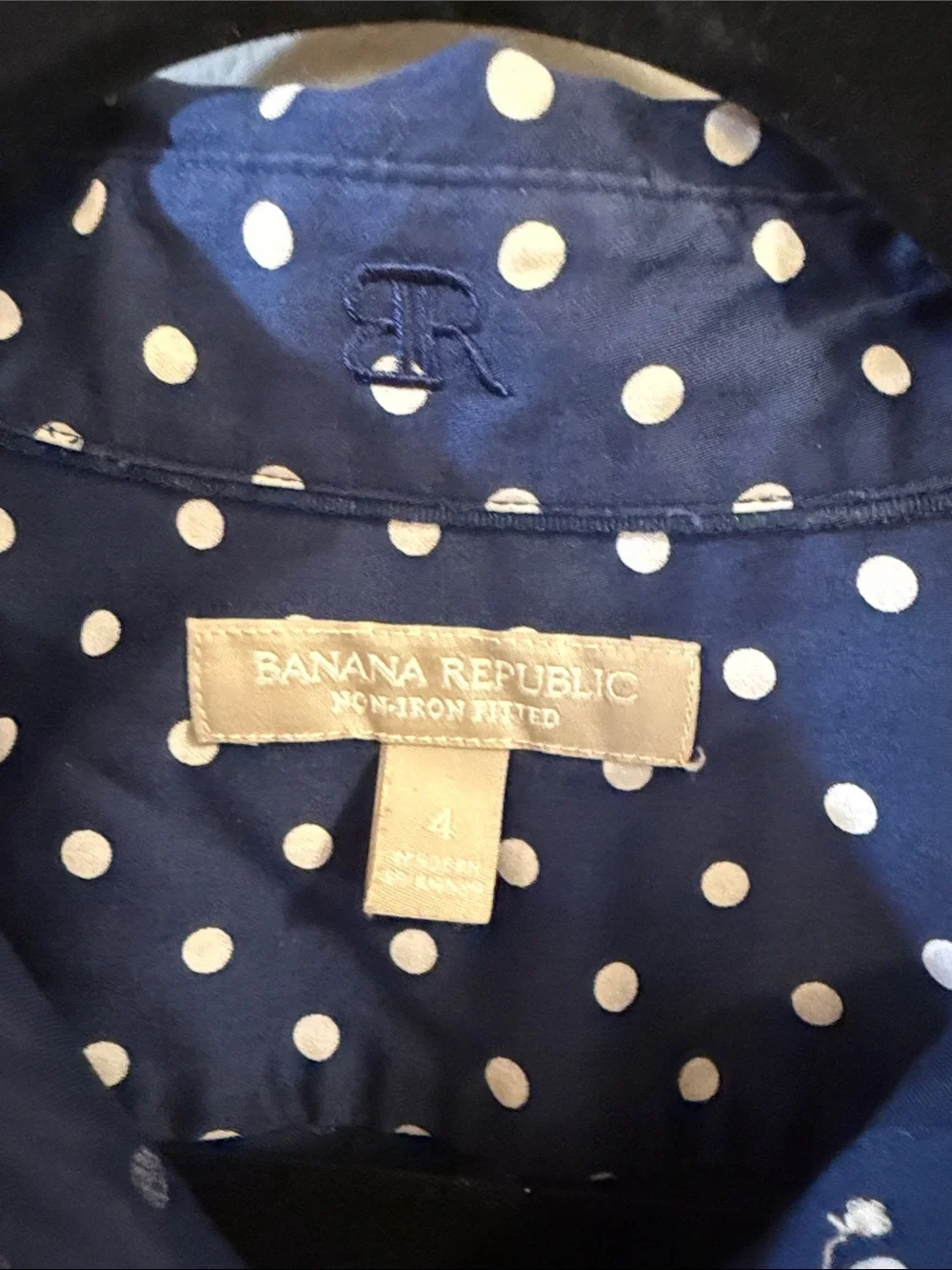 Banana Republic Navy Blue Polka Dot Button-Down Shirt